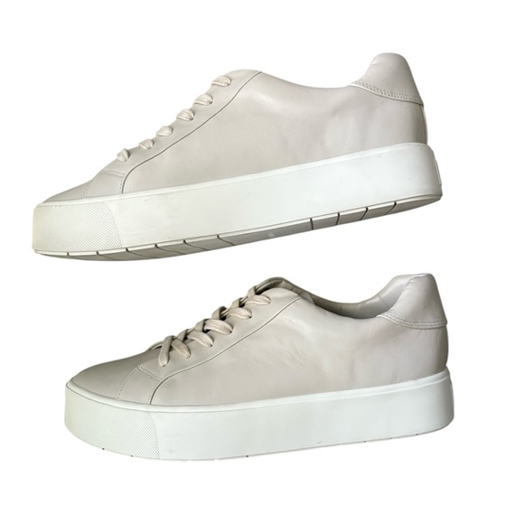 Vince Benfield Leather Platform Sneakers Off White Size 10